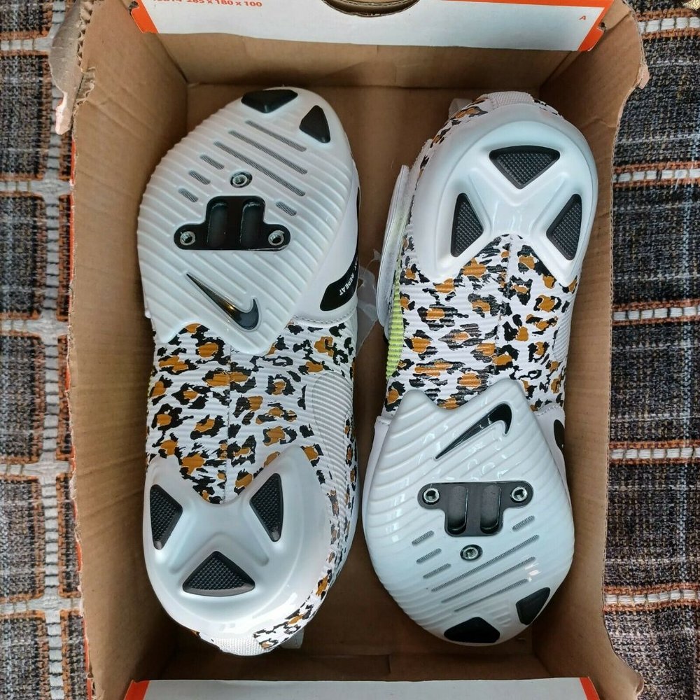 Sz 6.5,7,7.5 Women Nike SuperRep Cycle White Leopard Cycling Shoes CJ0775-177 - Picture 8 of 13